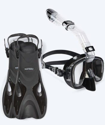 Watery snorkel set for adults - Fisher/Pearl - Black