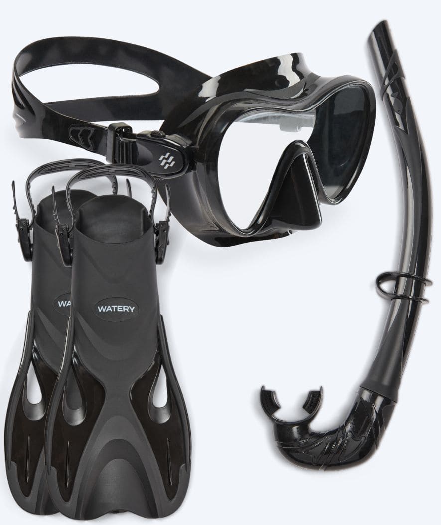 Watery snorkel set for adults - Fisher/Cliff - Black