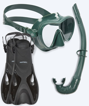 Watery snorkel set for adults - Fisher/Cliff - Dark green