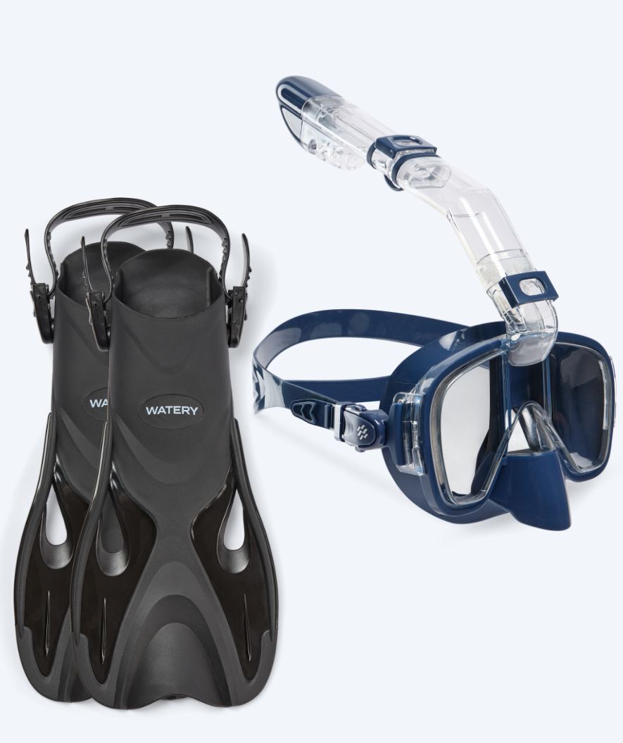 Watery snorkel set for adults - Fisher/Pearl - Dark blue