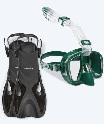 Watery snorkel set for adults - Fisher/Pearl - Dark green