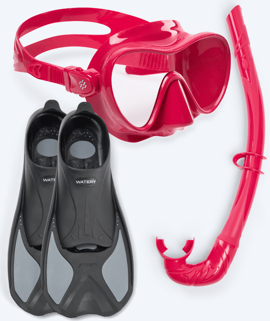 Watery snorkel set for adults - Pike/Cliff - Red