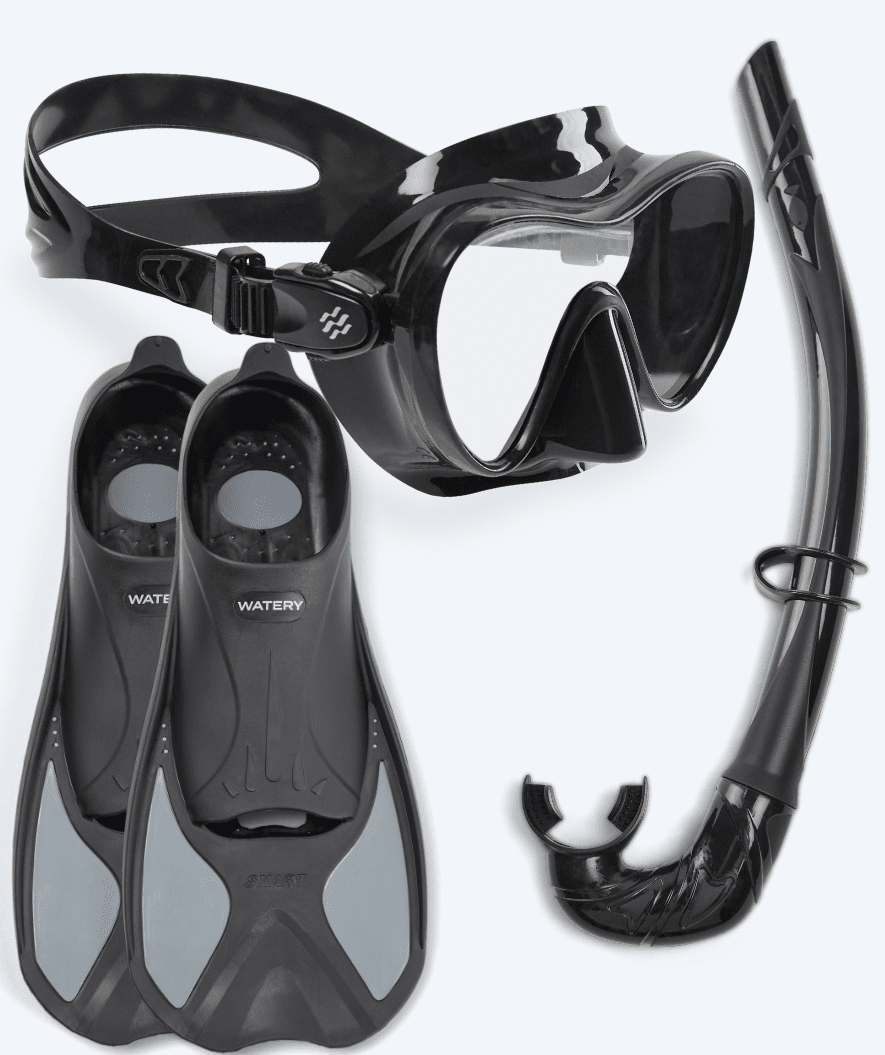 Watery snorkel set for adults - Pike/Cliff - Black