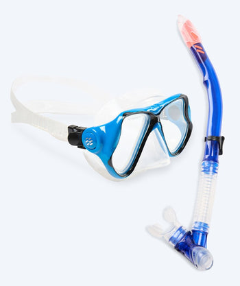 Watery Combo snorkel set for adults - Hudson Semi-Dry - Blue