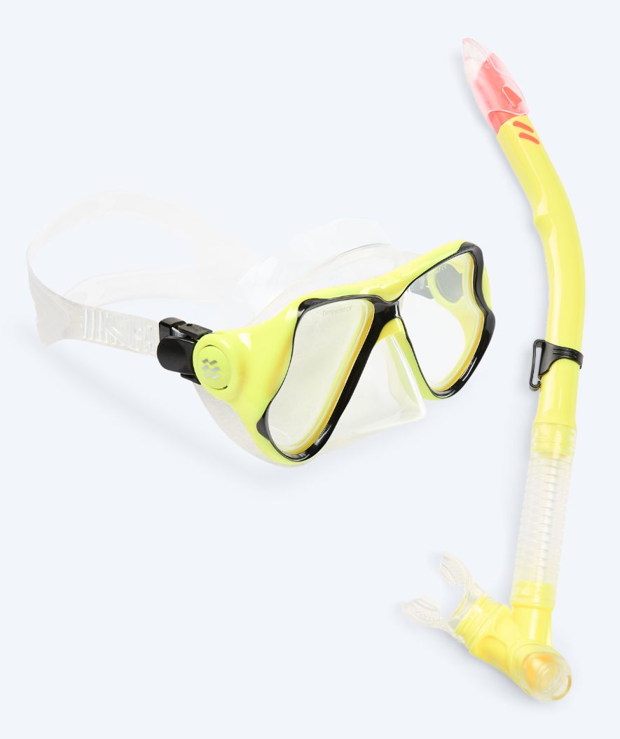 Watery Combo snorkel set for adults - Hudson Semi-Dry - Yellow