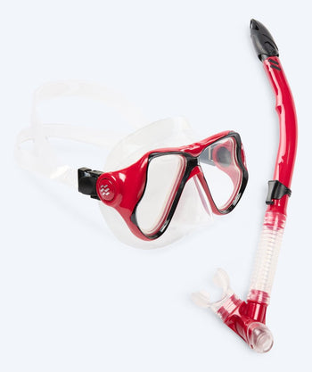 Watery Combo snorkel set for adults - Hudson Semi-Dry - Red