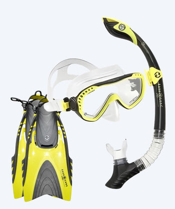 Aqualung snorkel set for adults - Compass/Gobi/Outback - Black/yellow