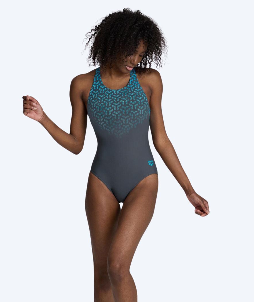 Arena swimsuit for women - Kikko - Dark gray/light blue