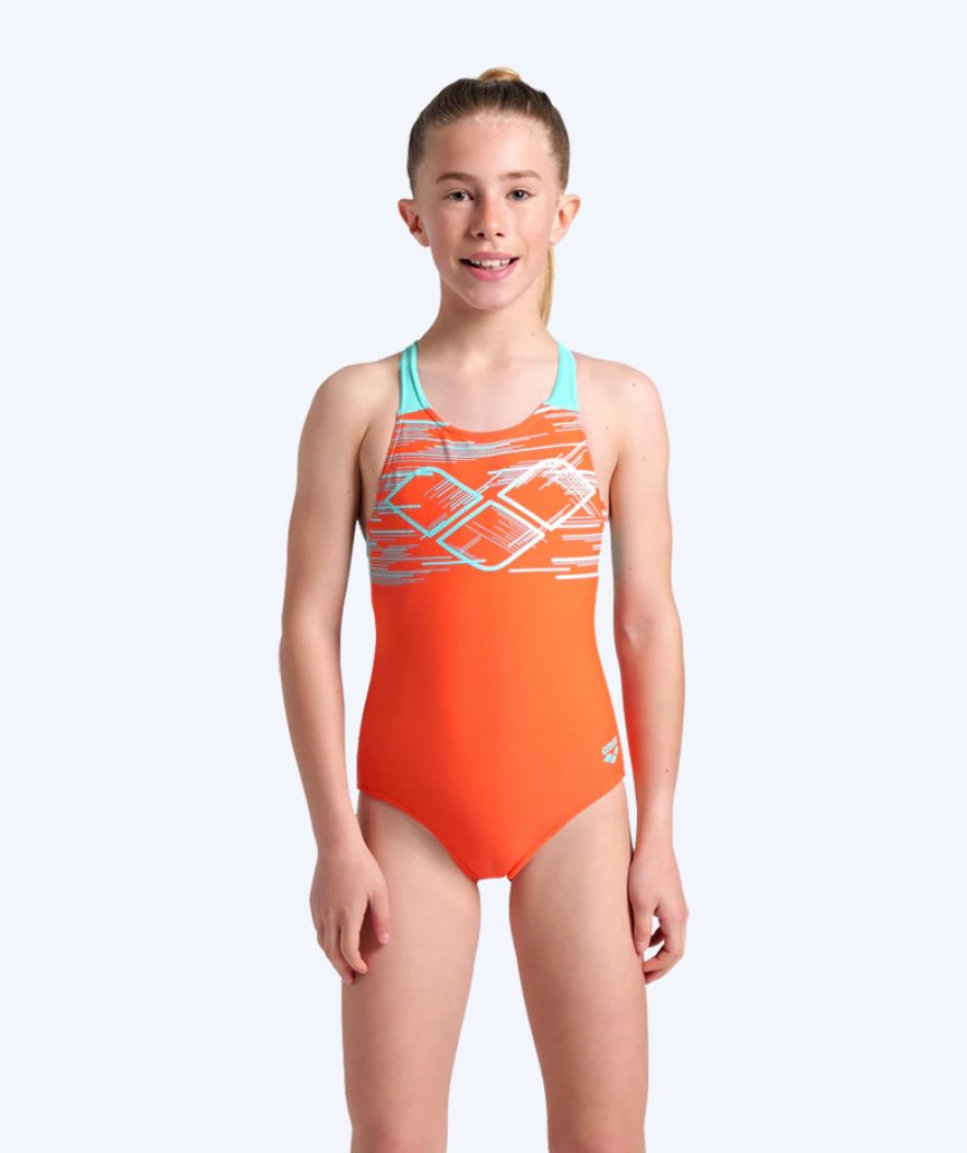Arena swimsuit for girls - Pastime - Orange/Light blue
