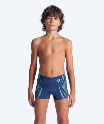 Arena square swim trunks for boys - Poseidonia - Dark blue/light blue
