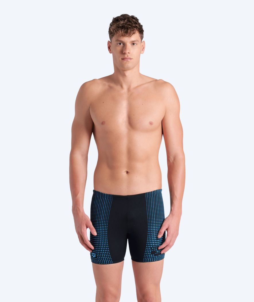 Arena long swim trunks for men - Foggy Dots - Black/Light blue