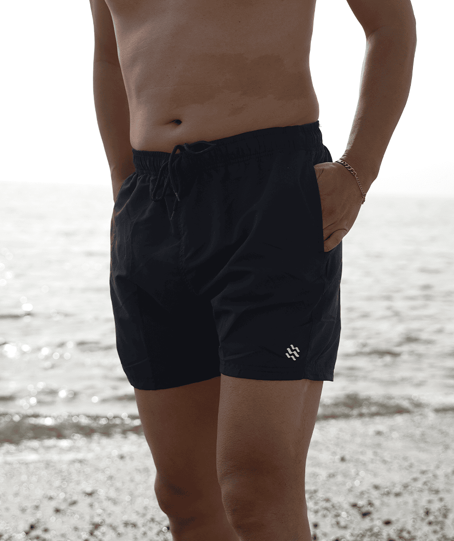 Watery swim shorts for boys - Waverly - Black