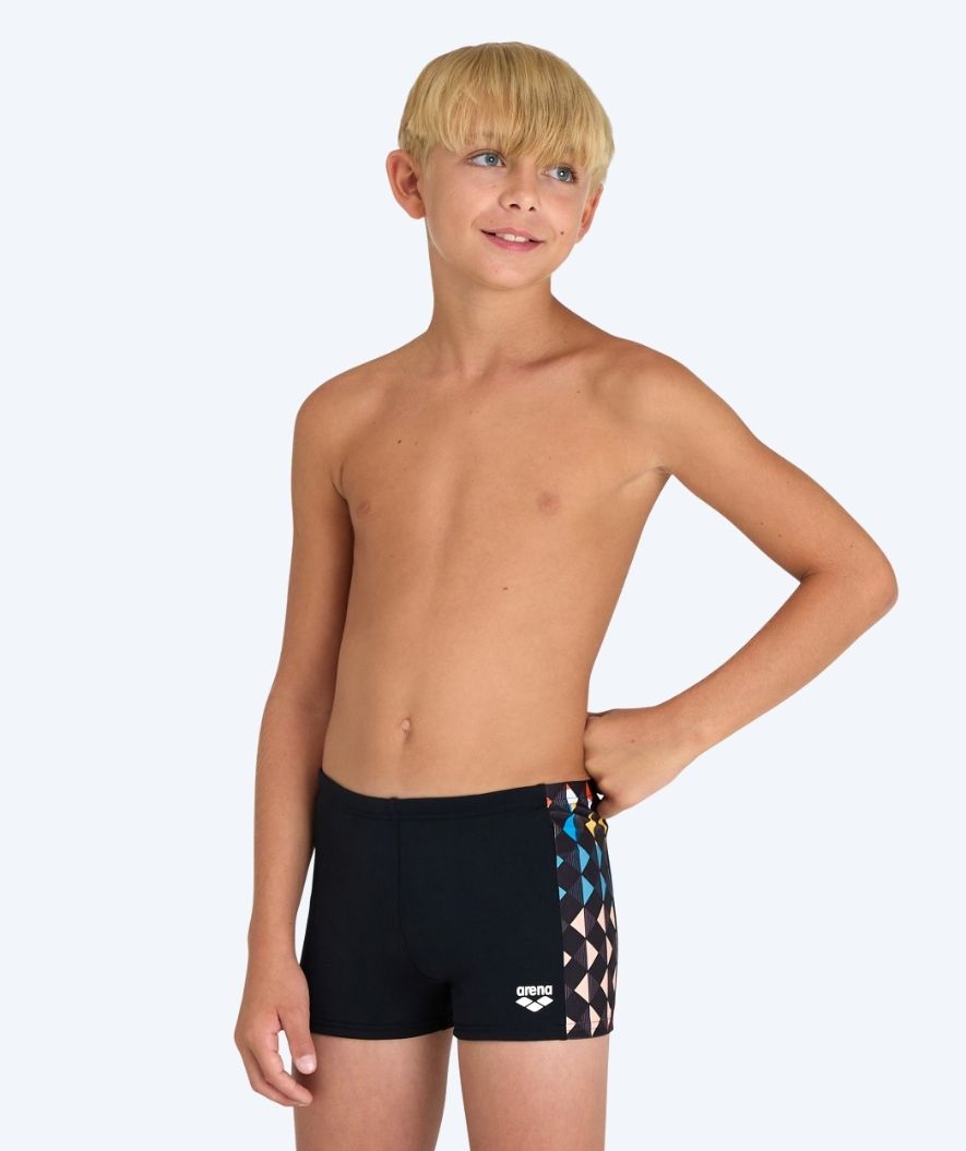 Arena square swim trunks for boys - Carnival - Black