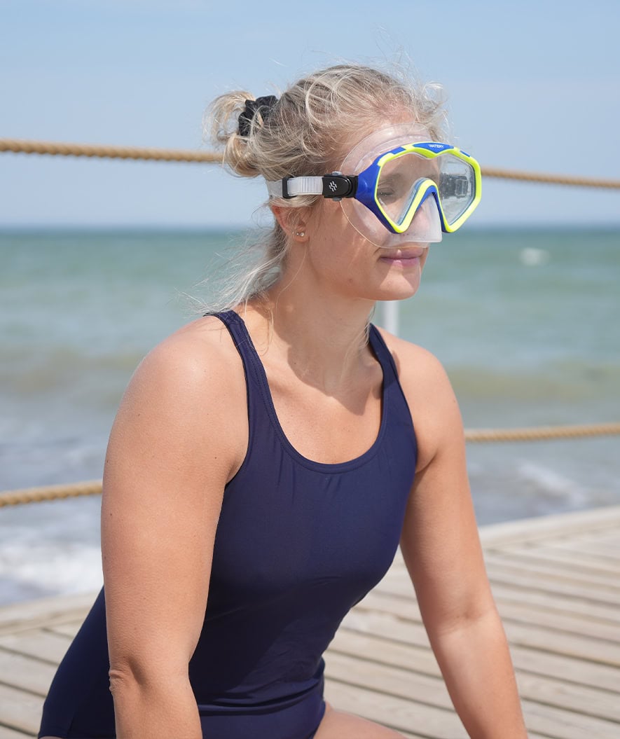 Watery Combo snorkel set for adults (from 15 years) - Leach Pro - Blue/yellow