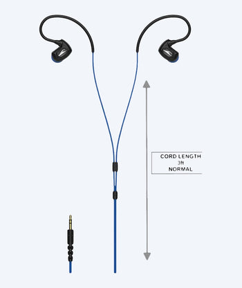 H2OAudio waterproof headphones - Surge SX10 Long Cord - Blue