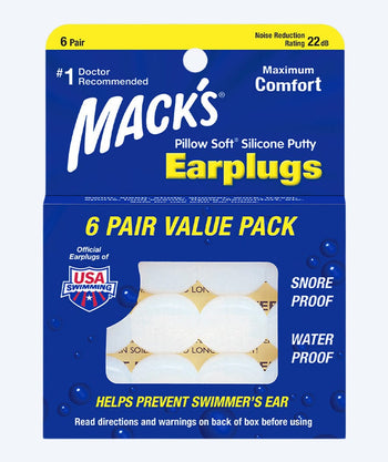 Mack´s earplugs for swimming 6 pairs - Clear