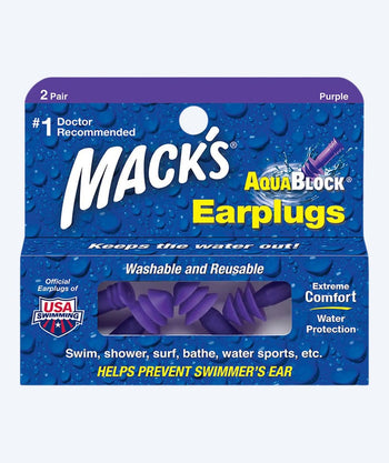 Mack´s earplugs for swimming 2 pairs - Aqua Block - Purple