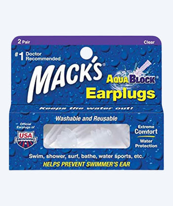 Mack´s earplugs for swimming 2 pairs - Aqua Block - Clear