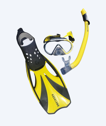 Aqualung snorkel set for adults - Compass - Black/yellow