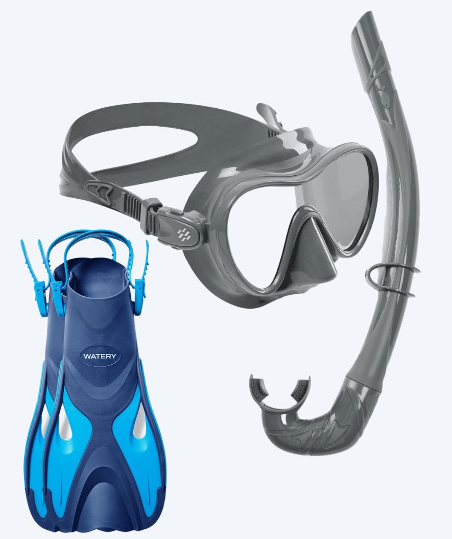 Watery snorkel set for adults - Fisher/Cliff - Blue/gray