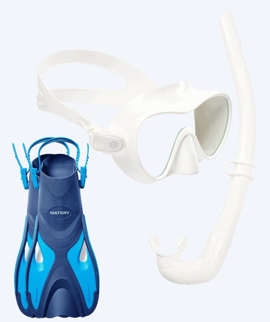 Watery snorkel set for adults - Fisher/Cliff - Blue/white