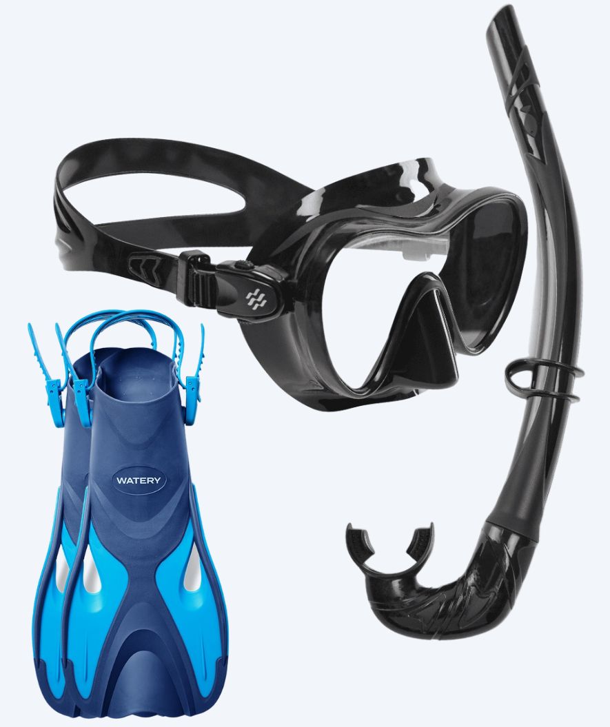 Watery snorkel set for adults - Fisher/Cliff - Blue/black