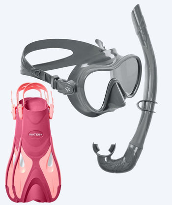 Watery snorkel set for adults - Fisher/Cliff - Pink/gray