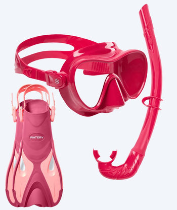 Watery snorkel set for adults - Fisher/Cliff - Pink/red