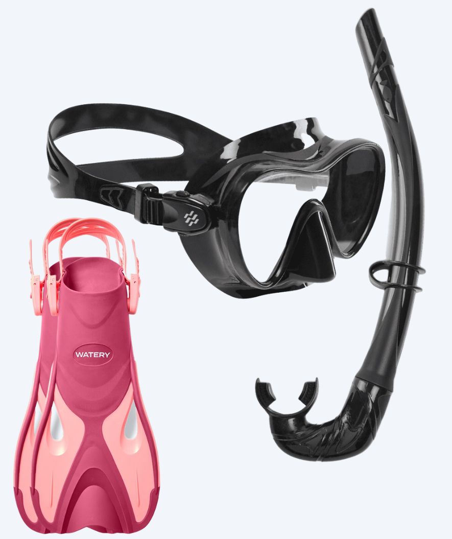 Watery snorkel set for adults - Fisher/Cliff - Pink/black