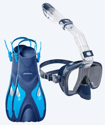 Watery snorkel set for kids - Fisher/Pearl - Blue/dark blue