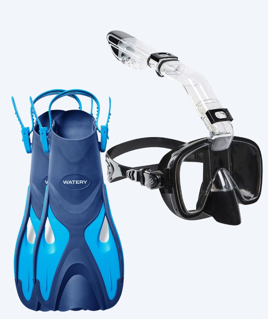 Watery snorkel set for kids - Fisher/Pearl - Blue/black