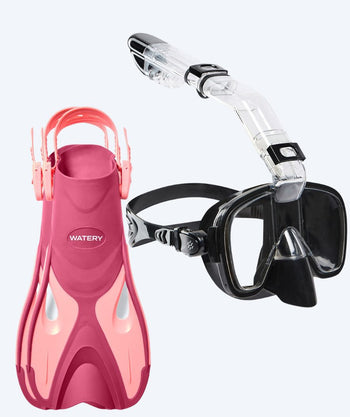 Watery snorkel set for kids - Fisher/Pearl - Pink/black