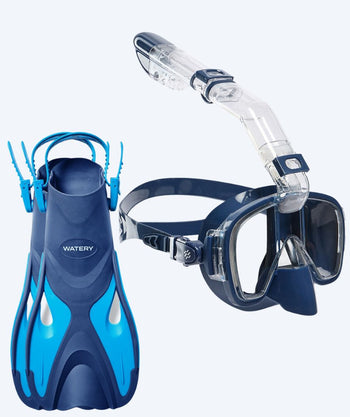 Watery snorkel set for adults - Fisher/Pearl - Blue/Dark Blue