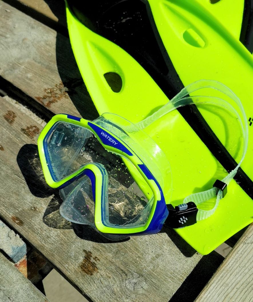 Watery Combo snorkel set for adults (from 15 years) - Leach Pro - Blue/yellow