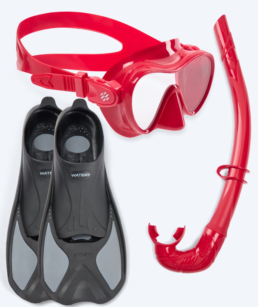 Watery snorkel set for kids - Pike/Cliff - Dark red