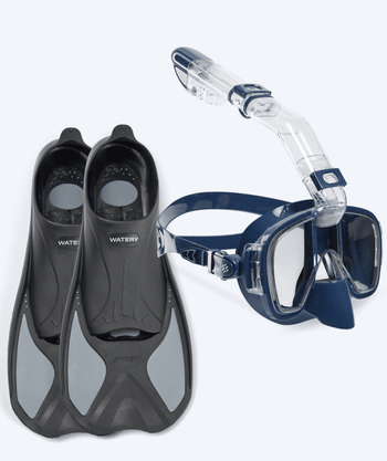 Watery snorkel set for adults - Pike/Pearl - Dark blue