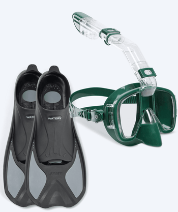 Watery snorkel set for adults - Pike/Pearl - Dark green