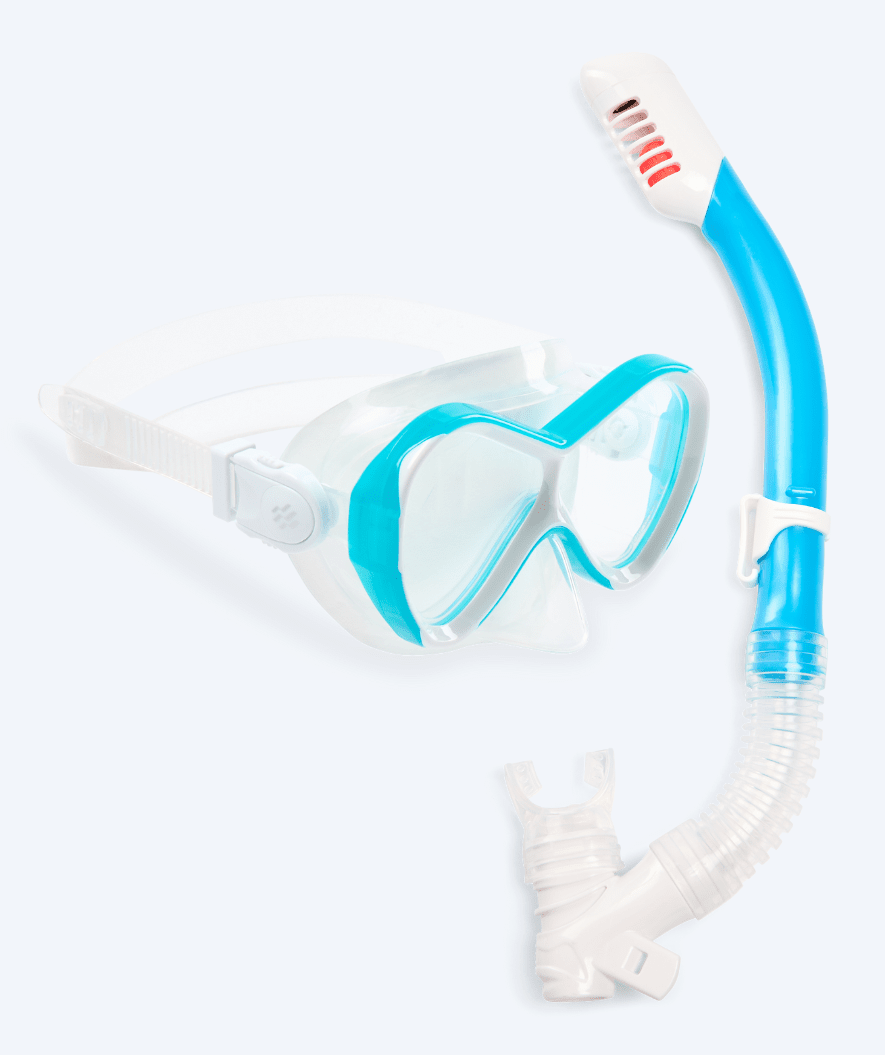 Watery Combo snorkel set for kids - Triton Full-dry - Light blue