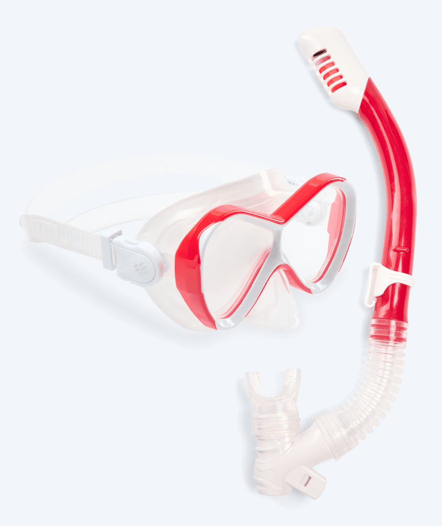 Watery Combo snorkel set for kids - Triton Full-dry - Red