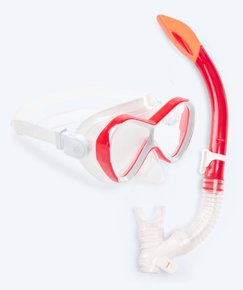 Watery Combo snorkel set for kids - Triton Semi-dry - Red