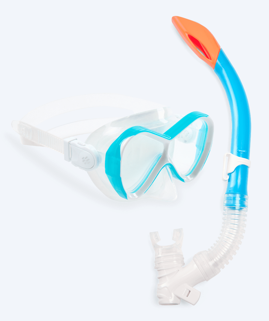 Watery Combo snorkel set for kids - Triton Semi-dry - Light blue
