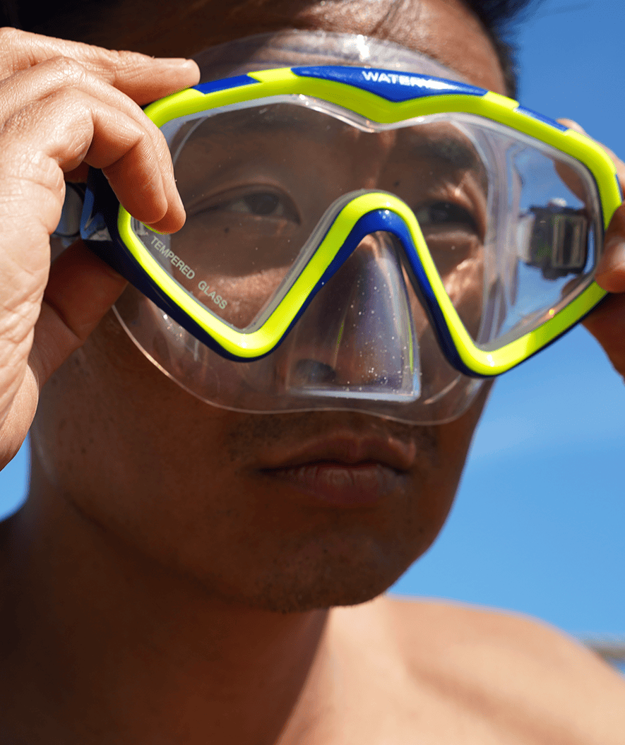 Watery Combo snorkel set for adults (+15) - Leach Pro - Blue/Yellow