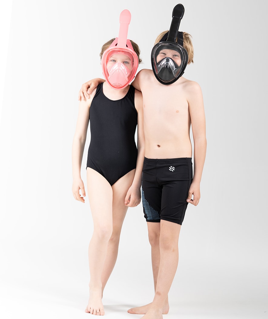 Watery full face diving mask for kids - Oxygen - Black