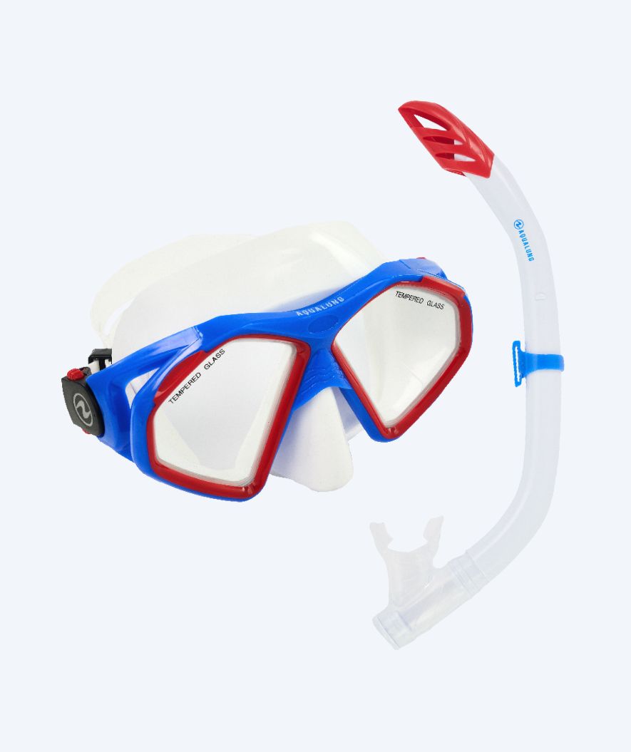 Aqualung snorkel set for adults - Combo Hawkeye - Blue/red