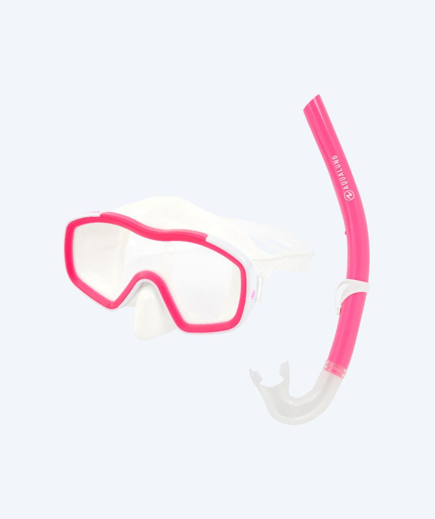 Aqualung snorkel set for kids (8-18) - Raccon Combo - Clear/pink