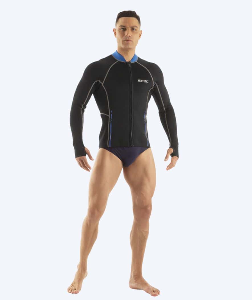 SEAC zip-up wetsuit top for men - Lover - Black/blue