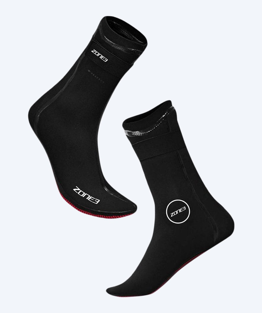 ZONE3 neoprene socks for open water - Neoprene Heat-Tech (3.5mm) - Black/red