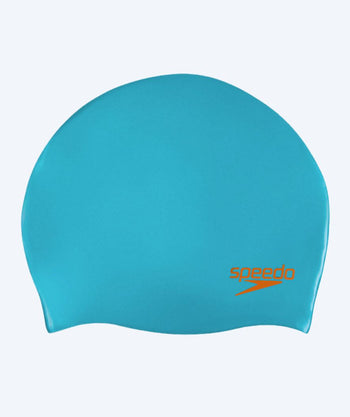 Speedo swim cap for junior (6-16) - Plain - Light blue/orange