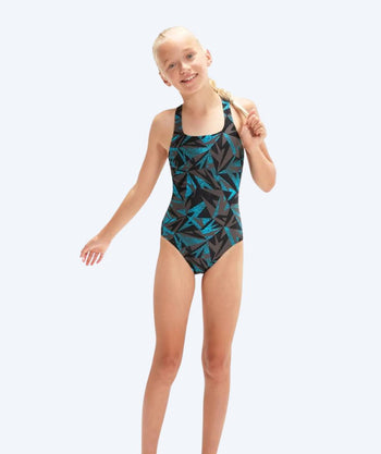 Speedo swimsuit for girls - Hyperboom Allover Medalist - Gray/blue