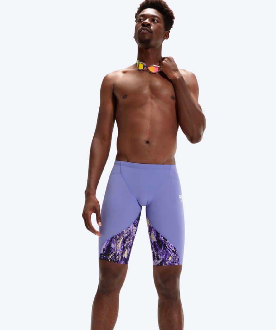 Speedo competition swim trunks for men - LZR Ignite - Purple/yellow